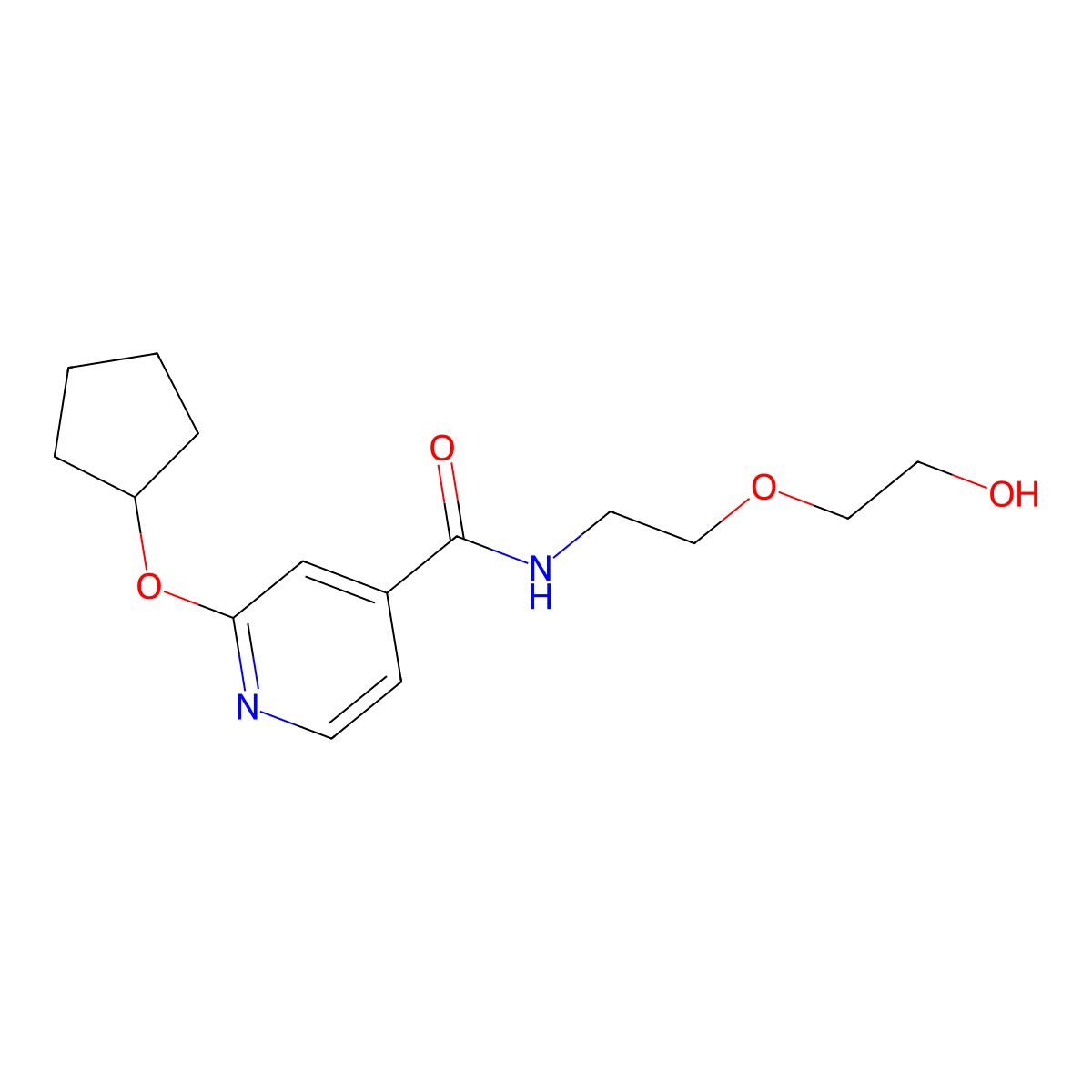 2-(cyclopentyloxy)-N-(2-(2-hydroxyethoxy)ethyl)isonicotinamide molecular structure, CAS 2034443-67-7
