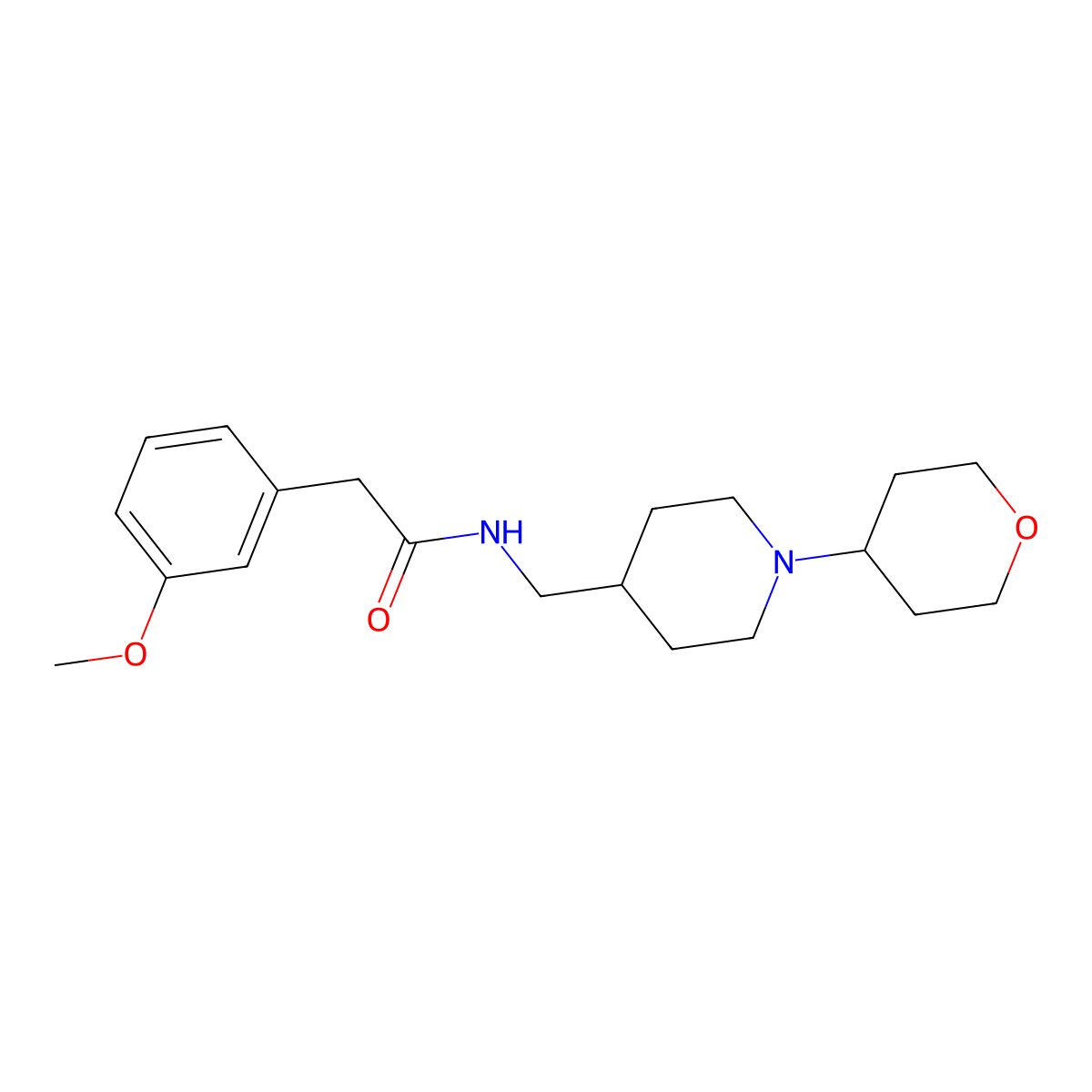 2-(3-methoxyphenyl)-N-((1-(tetrahydro-2H-pyran-4-yl)piperidin-4-yl)methyl)acetamide molecular structure, CAS 2034443-69-9