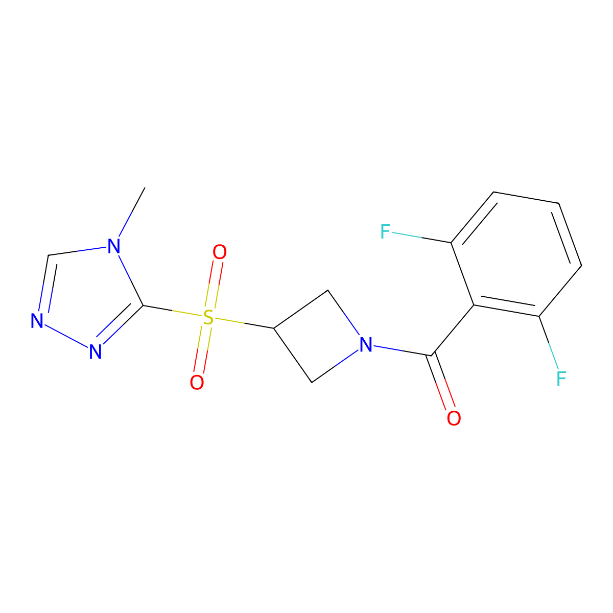 (2,6-difluorophenyl)(3-((4-methyl-4H-1,2,4-triazol-3-yl)sulfonyl)azetidin-1-yl)methanone molecular structure, CAS 2034443-76-8