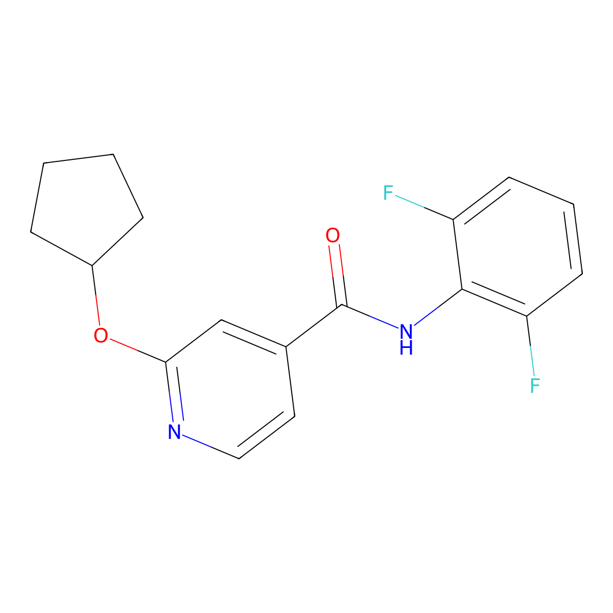 2-(cyclopentyloxy)-N-(2,6-difluorophenyl)isonicotinamide molecular structure, CAS 2034443-80-4
