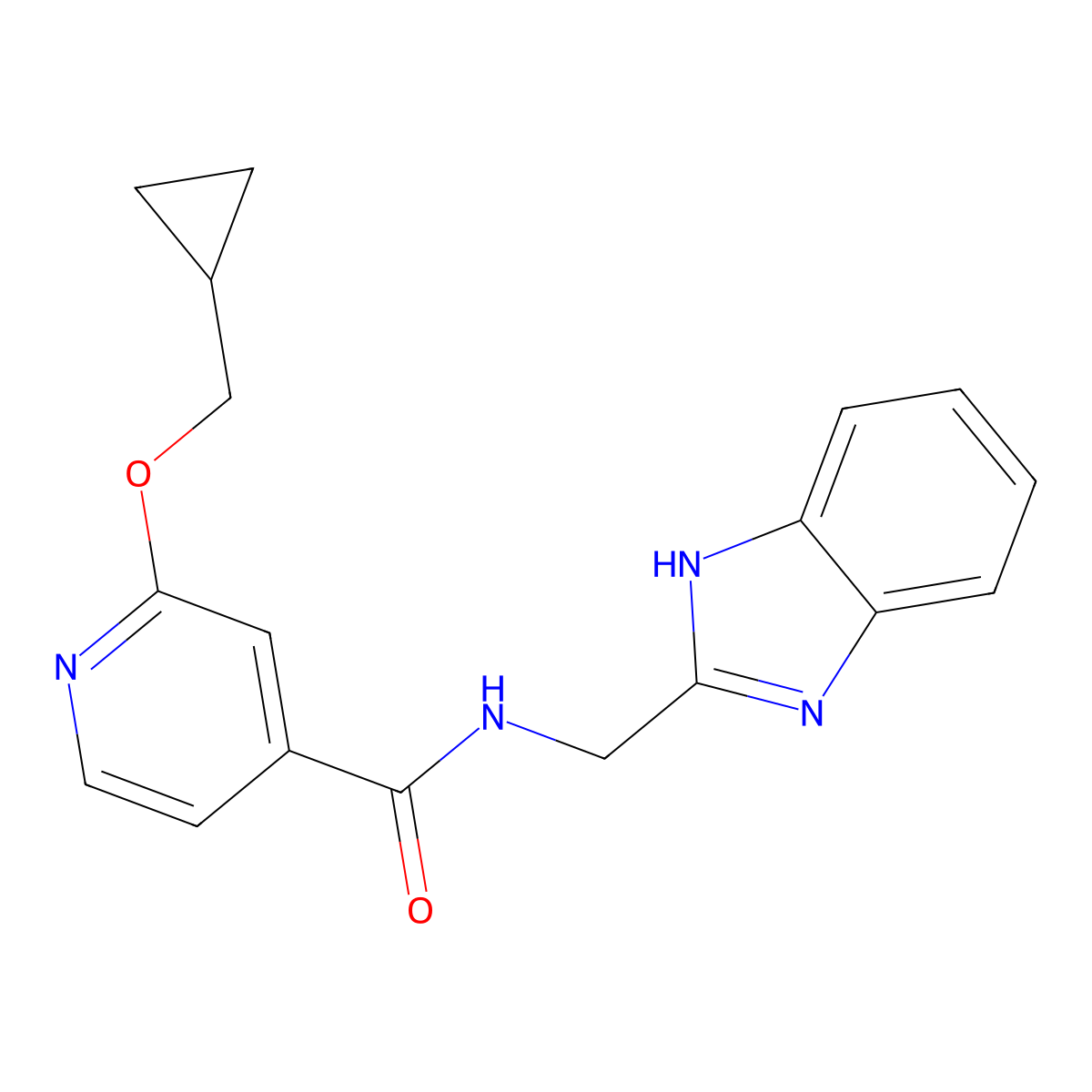 N-((1H-benzo[d]imidazol-2-yl)methyl)-2-(cyclopropylmethoxy)isonicotinamide molecular structure, CAS 2034443-83-7