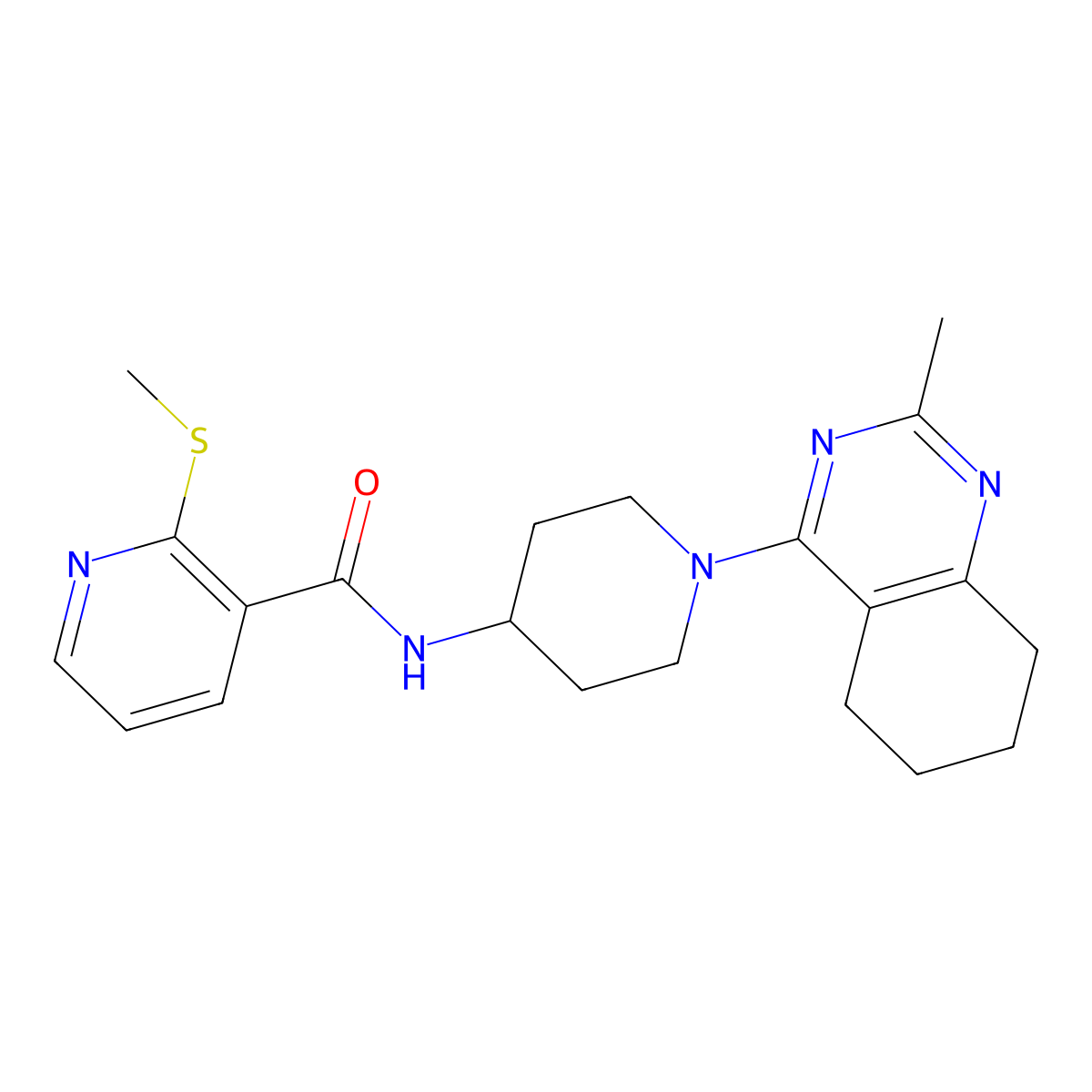 N-(1-(2-methyl-5,6,7,8-tetrahydroquinazolin-4-yl)piperidin-4-yl)-2-(methylthio)nicotinamide molecular structure, CAS 2034443-85-9