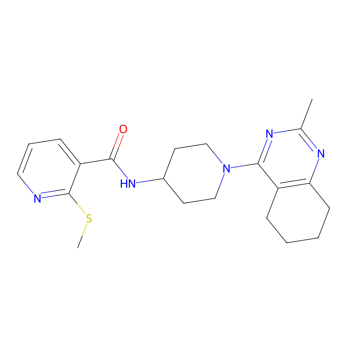 N-(1-(2-methyl-5,6,7,8-tetrahydroquinazolin-4-yl)piperidin-4-yl)-2-(methylthio)nicotinamide molecular structure, CAS 2034443-85-9