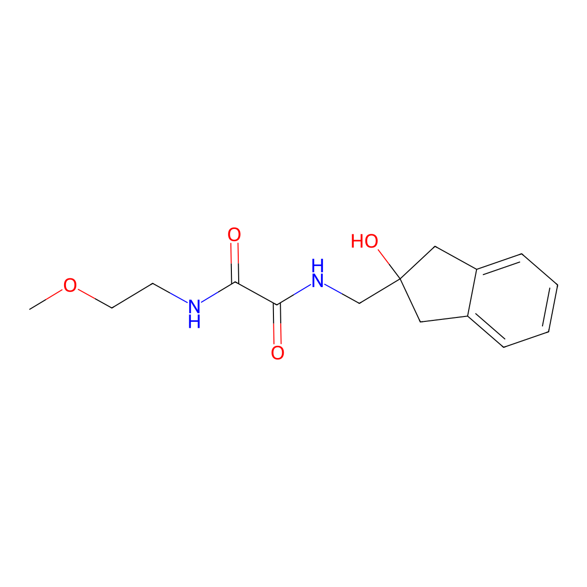 N1-((2-hydroxy-2,3-dihydro-1H-inden-2-yl)methyl)-N2-(2-methoxyethyl)oxalamide molecular structure, CAS 2034443-90-6