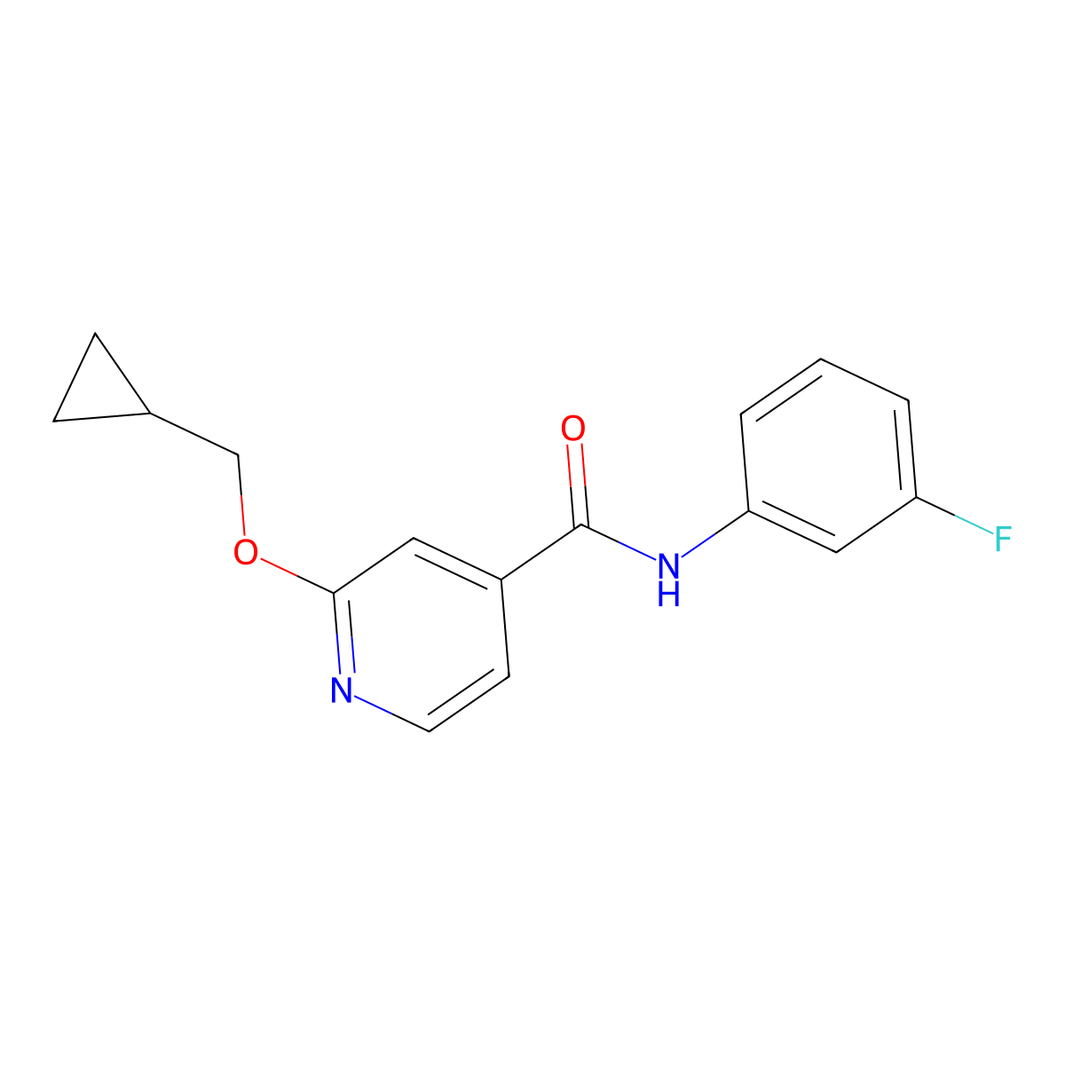 2-(cyclopropylmethoxy)-N-(3-fluorophenyl)isonicotinamide molecular structure, CAS 2034443-93-9