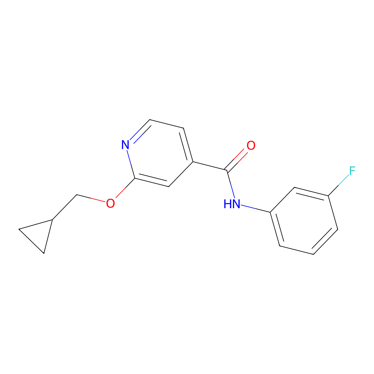 2-(cyclopropylmethoxy)-N-(3-fluorophenyl)isonicotinamide molecular structure, CAS 2034443-93-9