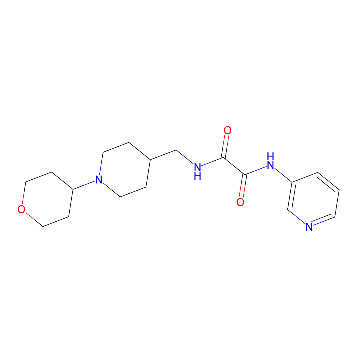 N1-(pyridin-3-yl)-N2-((1-(tetrahydro-2H-pyran-4-yl)piperidin-4-yl)methyl)oxalamide molecular structure, CAS 2034443-94-0