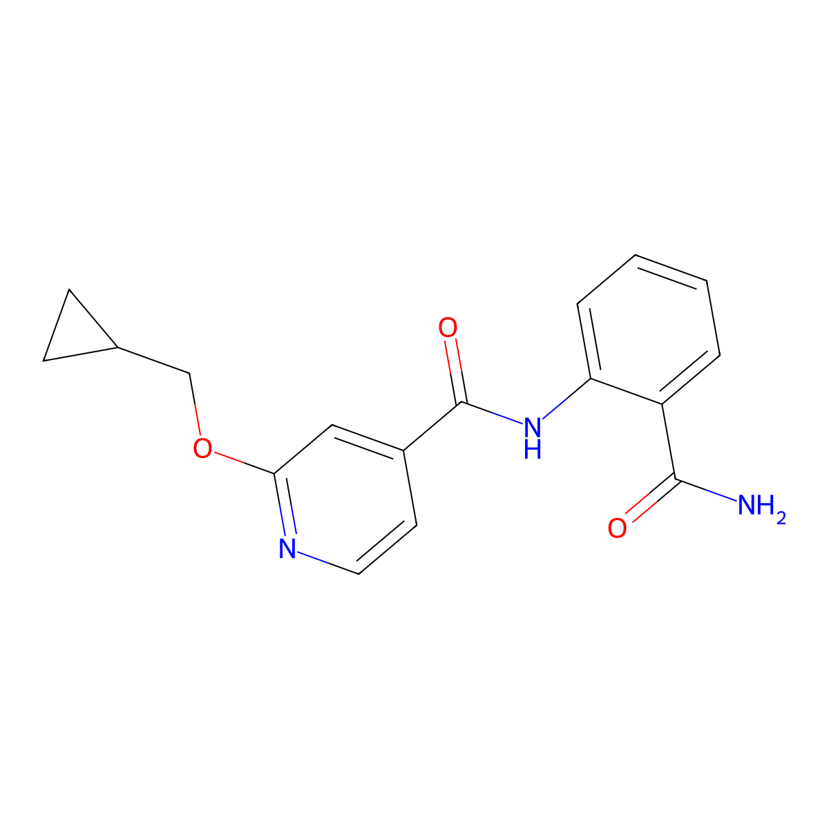 N-(2-carbamoylphenyl)-2-(cyclopropylmethoxy)isonicotinamide molecular structure, CAS 2034443-96-2