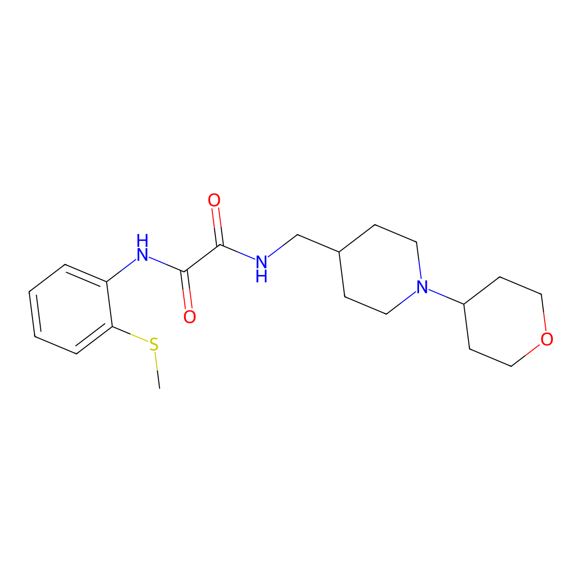N1-(2-(methylthio)phenyl)-N2-((1-(tetrahydro-2H-pyran-4-yl)piperidin-4-yl)methyl)oxalamide molecular structure, CAS 2034443-97-3