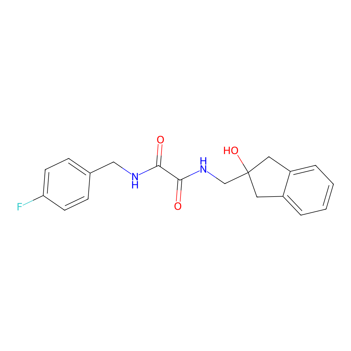 N1-(4-fluorobenzyl)-N2-((2-hydroxy-2,3-dihydro-1H-inden-2-yl)methyl)oxalamide molecular structure, CAS 2034444-02-3