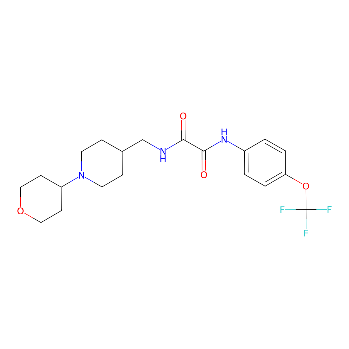 N1-((1-(tetrahydro-2H-pyran-4-yl)piperidin-4-yl)methyl)-N2-(4-(trifluoromethoxy)phenyl)oxalamide molecular structure, CAS 2034444-03-4