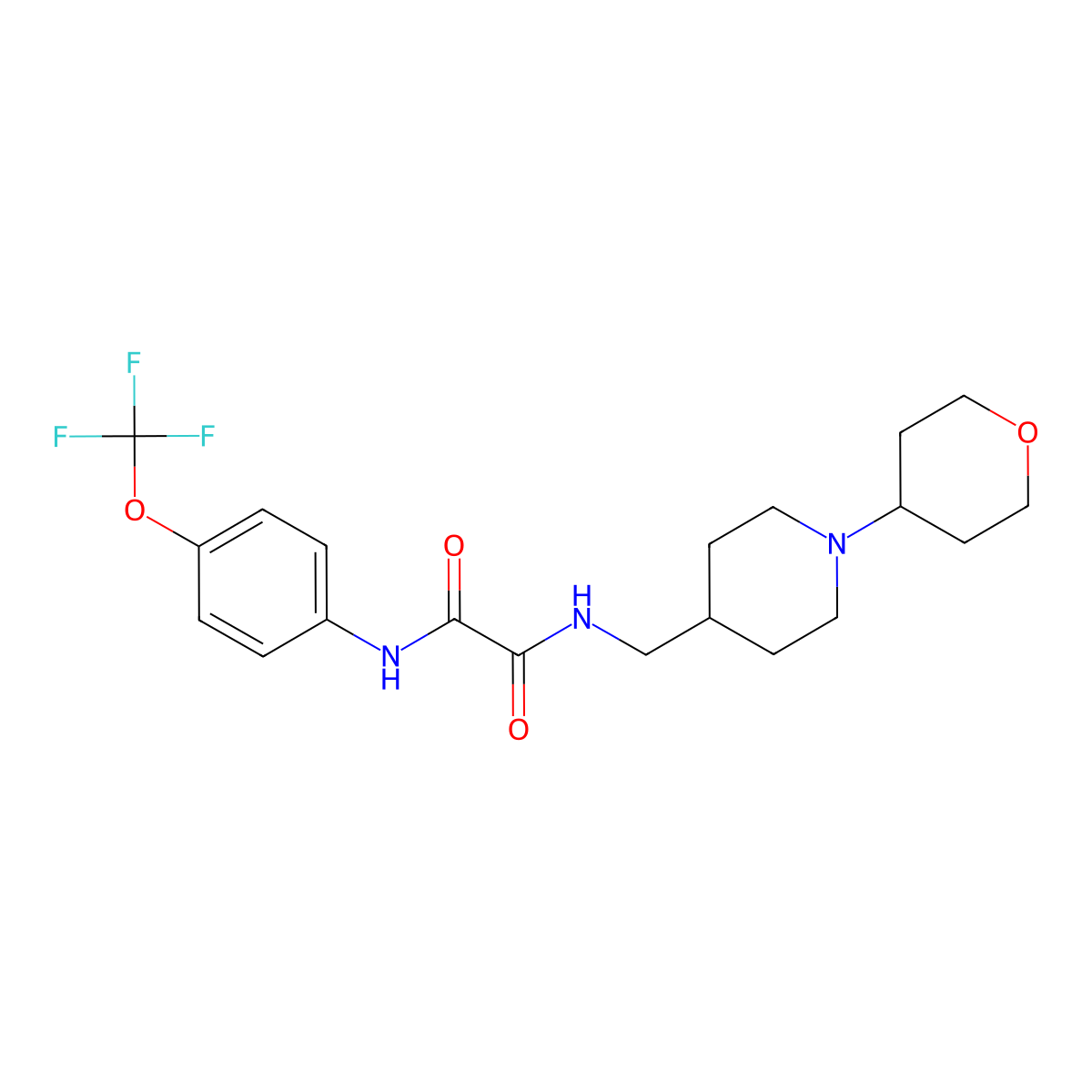 N1-((1-(tetrahydro-2H-pyran-4-yl)piperidin-4-yl)methyl)-N2-(4-(trifluoromethoxy)phenyl)oxalamide molecular structure, CAS 2034444-03-4