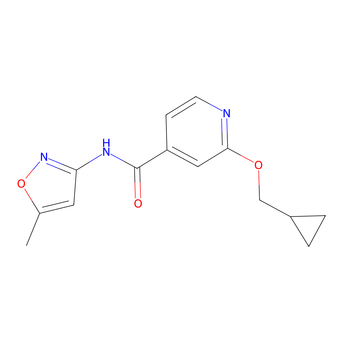 2-(cyclopropylmethoxy)-N-(5-methylisoxazol-3-yl)isonicotinamide molecular structure, CAS 2034444-07-8