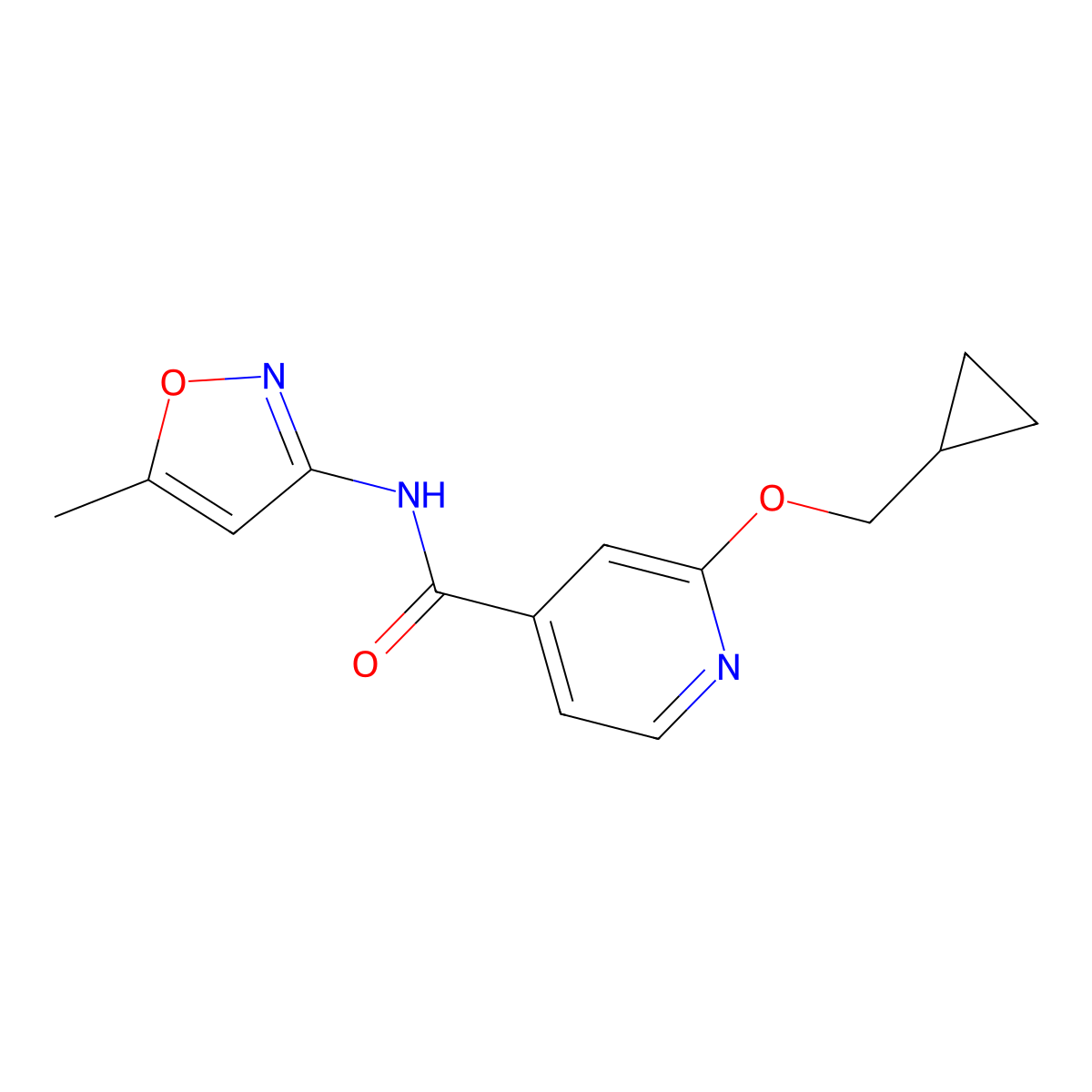 2-(cyclopropylmethoxy)-N-(5-methylisoxazol-3-yl)isonicotinamide molecular structure, CAS 2034444-07-8
