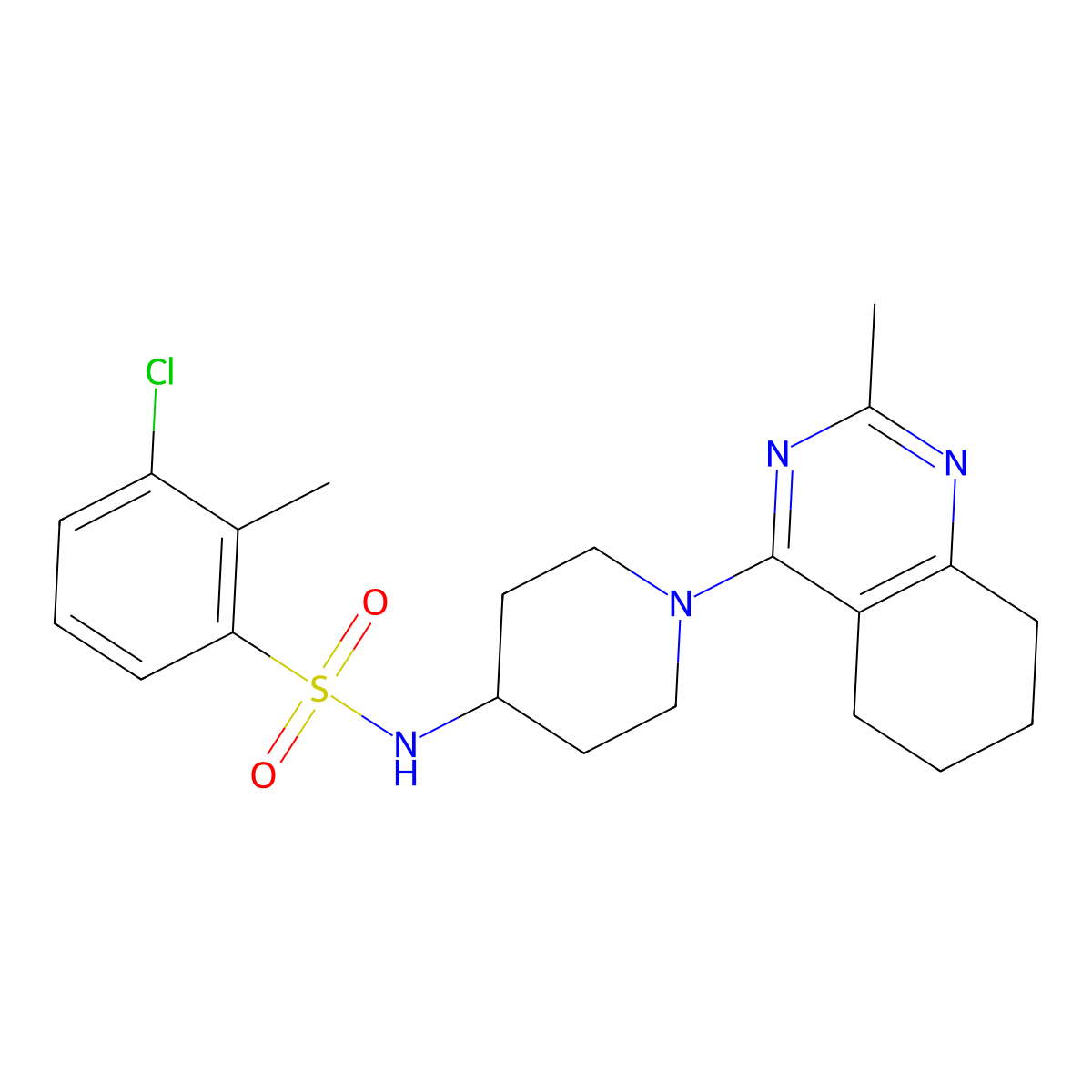 3-chloro-2-methyl-N-(1-(2-methyl-5,6,7,8-tetrahydroquinazolin-4-yl)piperidin-4-yl)benzenesulfonamide molecular structure, CAS 2034444-08-9
