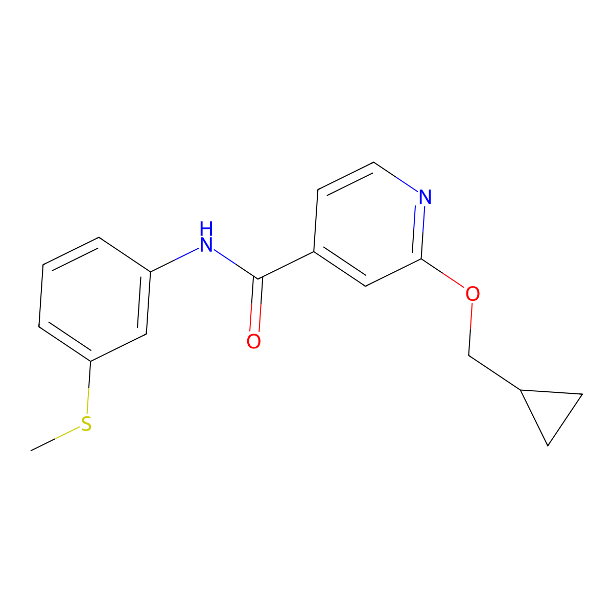 2-(cyclopropylmethoxy)-N-(3-(methylthio)phenyl)isonicotinamide molecular structure, CAS 2034444-10-3