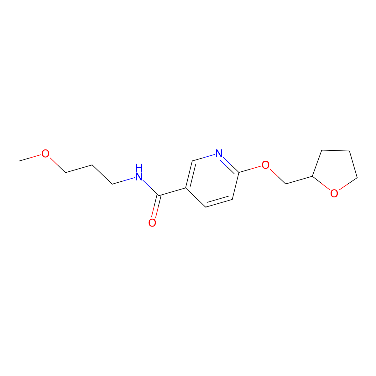 N-(3-methoxypropyl)-6-((tetrahydrofuran-2-yl)methoxy)nicotinamide molecular structure, CAS 2034444-11-4