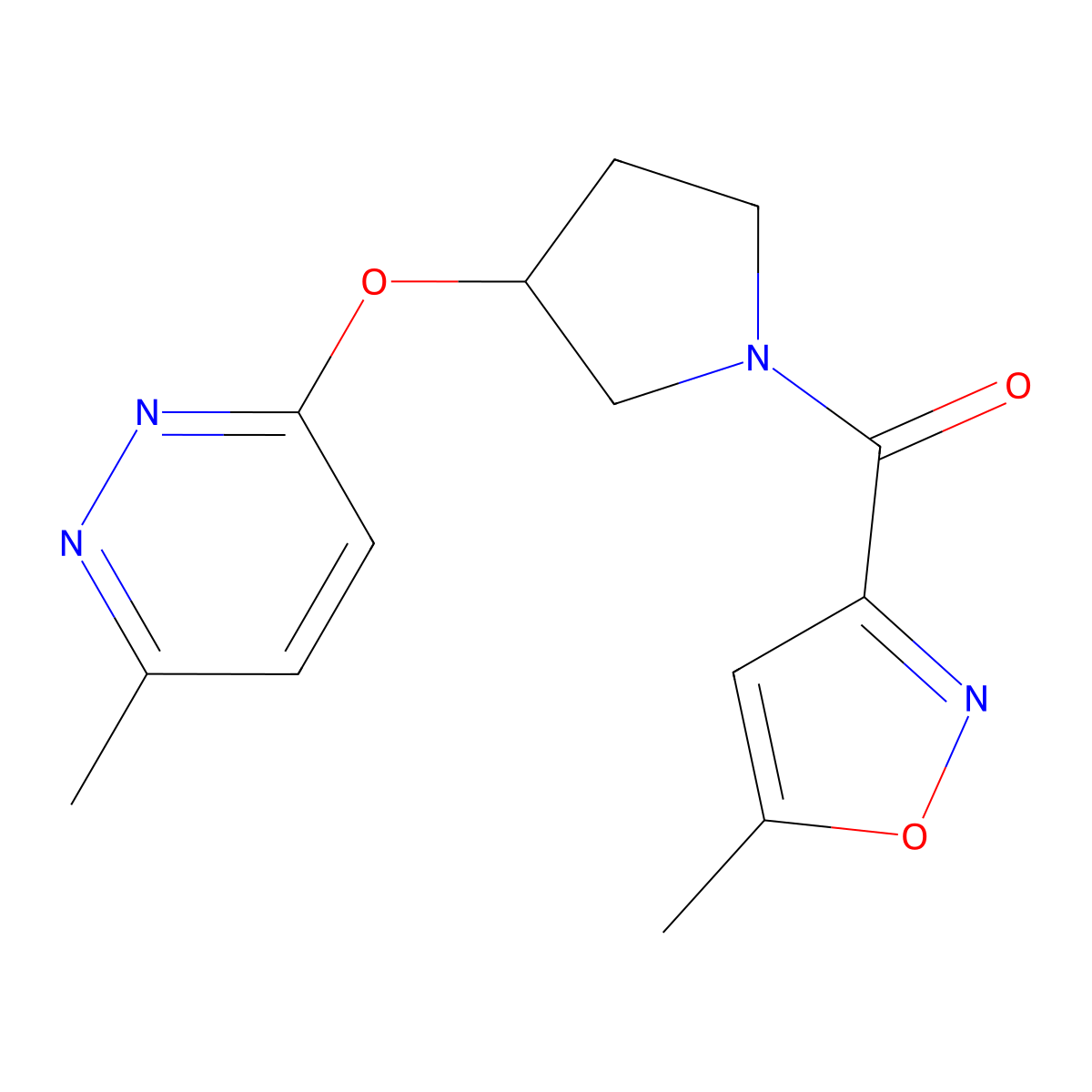 (5-Methylisoxazol-3-yl)(3-((6-methylpyridazin-3-yl)oxy)pyrrolidin-1-yl)methanone molecular structure, CAS 2034444-12-5