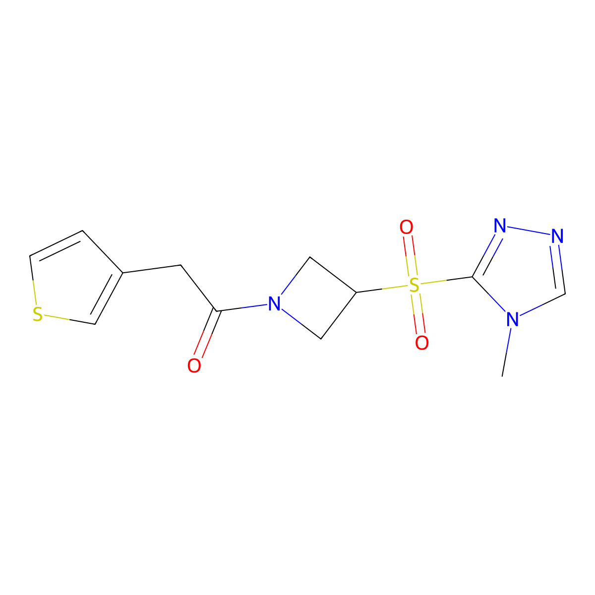 1-(3-((4-methyl-4H-1,2,4-triazol-3-yl)sulfonyl)azetidin-1-yl)-2-(thiophen-3-yl)ethanone molecular structure, CAS 2034444-18-1