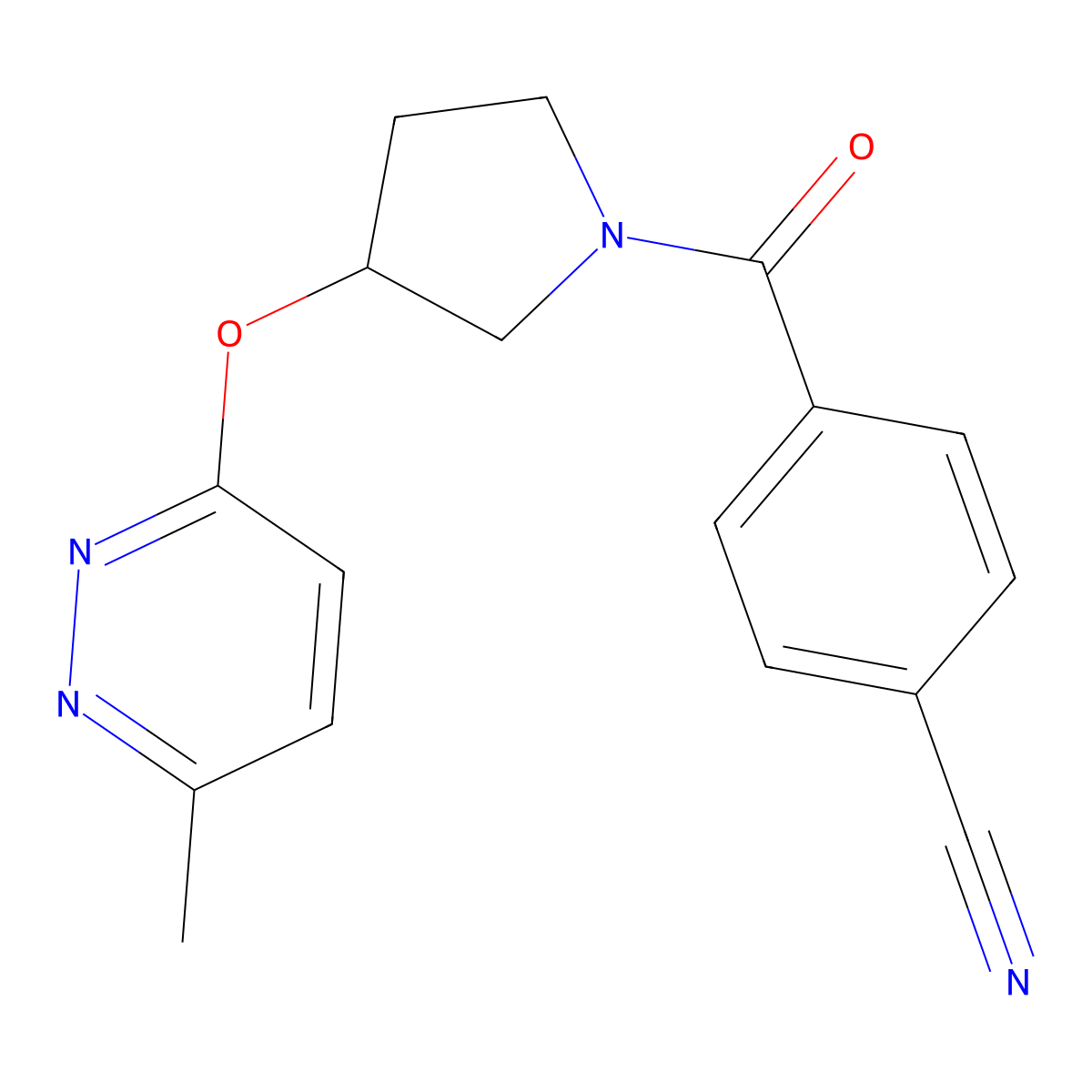 4-{3-[(6-Methylpyridazin-3-yl)oxy]pyrrolidine-1-carbonyl}benzonitrile molecular structure, CAS 2034444-19-2
