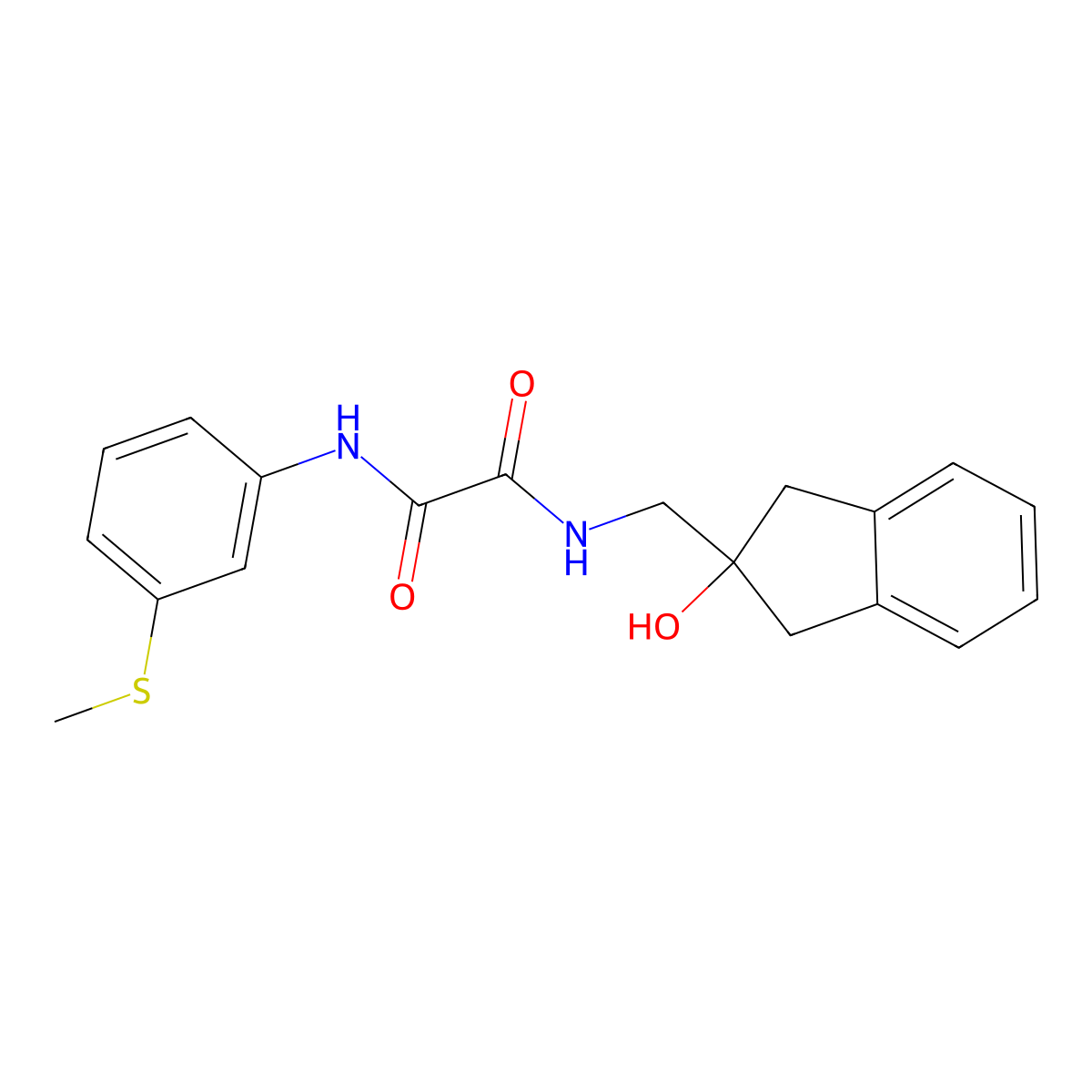N1-((2-hydroxy-2,3-dihydro-1H-inden-2-yl)methyl)-N2-(3-(methylthio)phenyl)oxalamide molecular structure, CAS 2034444-20-5