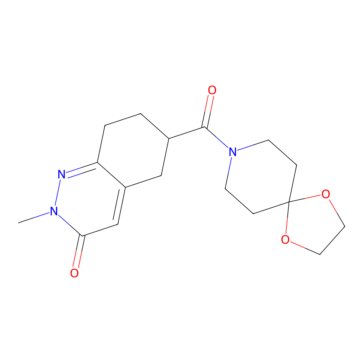 2-methyl-6-(1,4-dioxa-8-azaspiro[4.5]decane-8-carbonyl)-5,6,7,8-tetrahydrocinnolin-3(2H)-one molecular structure, CAS 2034444-25-0