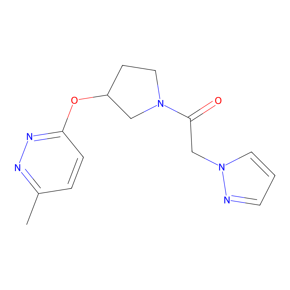 1-(3-((6-methylpyridazin-3-yl)oxy)pyrrolidin-1-yl)-2-(1H-pyrazol-1-yl)ethanone molecular structure, CAS 2034444-26-1