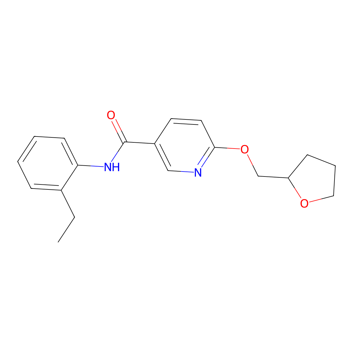 N-(2-ethylphenyl)-6-((tetrahydrofuran-2-yl)methoxy)nicotinamide molecular structure, CAS 2034444-31-8