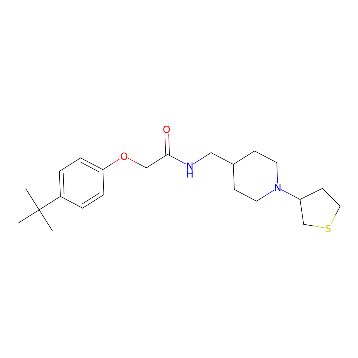 2-(4-(tert-butyl)phenoxy)-N-((1-(tetrahydrothiophen-3-yl)piperidin-4-yl)methyl)acetamide molecular structure, CAS 2034444-33-0