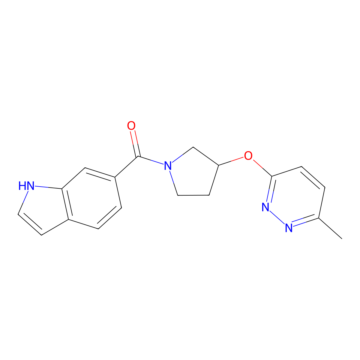 (1H-indol-6-yl)(3-((6-methylpyridazin-3-yl)oxy)pyrrolidin-1-yl)methanone molecular structure, CAS 2034444-34-1