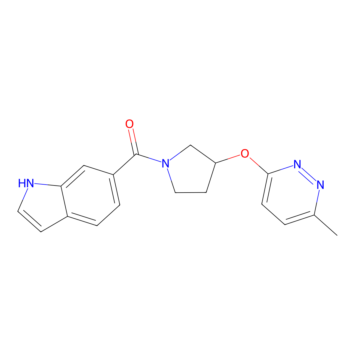 (1H-indol-6-yl)(3-((6-methylpyridazin-3-yl)oxy)pyrrolidin-1-yl)methanone molecular structure, CAS 2034444-34-1