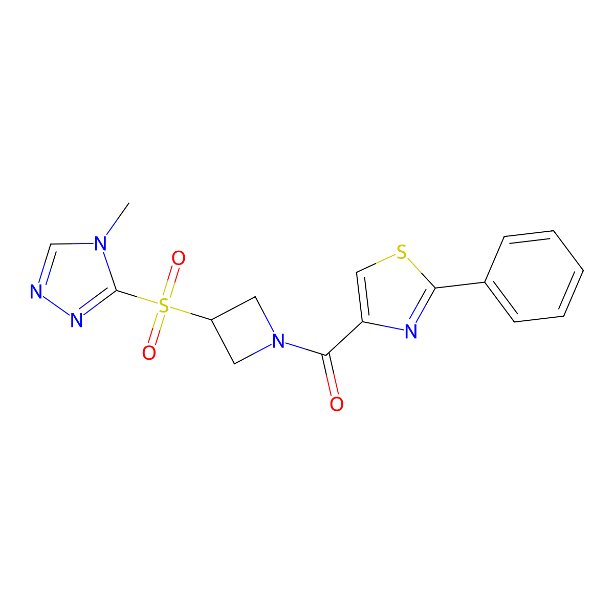 (3-((4-methyl-4H-1,2,4-triazol-3-yl)sulfonyl)azetidin-1-yl)(2-phenylthiazol-4-yl)methanone molecular structure, CAS 2034444-35-2