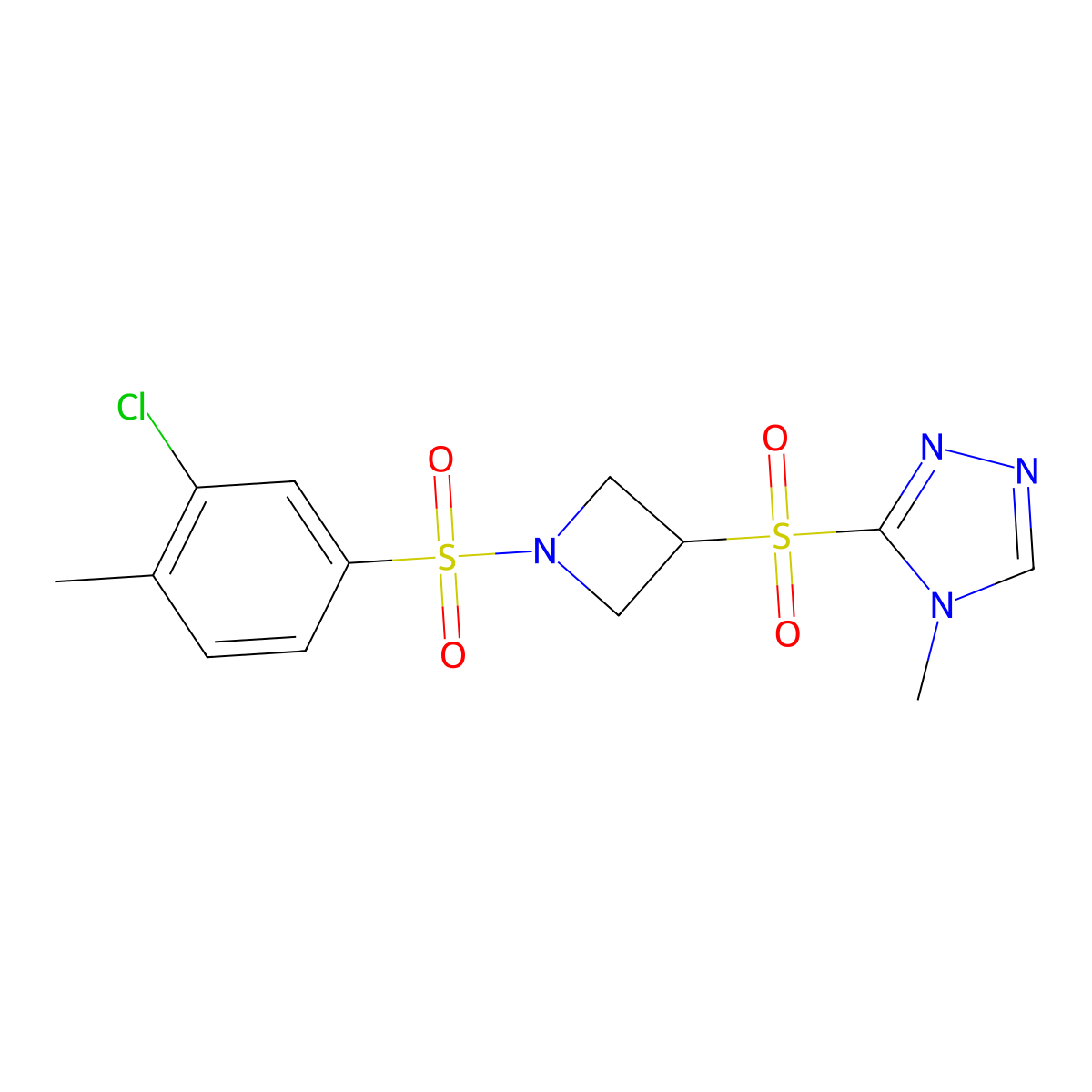 3-((1-((3-chloro-4-methylphenyl)sulfonyl)azetidin-3-yl)sulfonyl)-4-methyl-4H-1,2,4-triazole molecular structure, CAS 2034444-53-4
