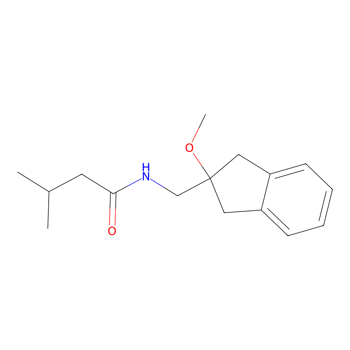 N-[(2-methoxy-2,3-dihydro-1H-inden-2-yl)methyl]-3-methylbutanamide molecular structure, CAS 2034444-58-9