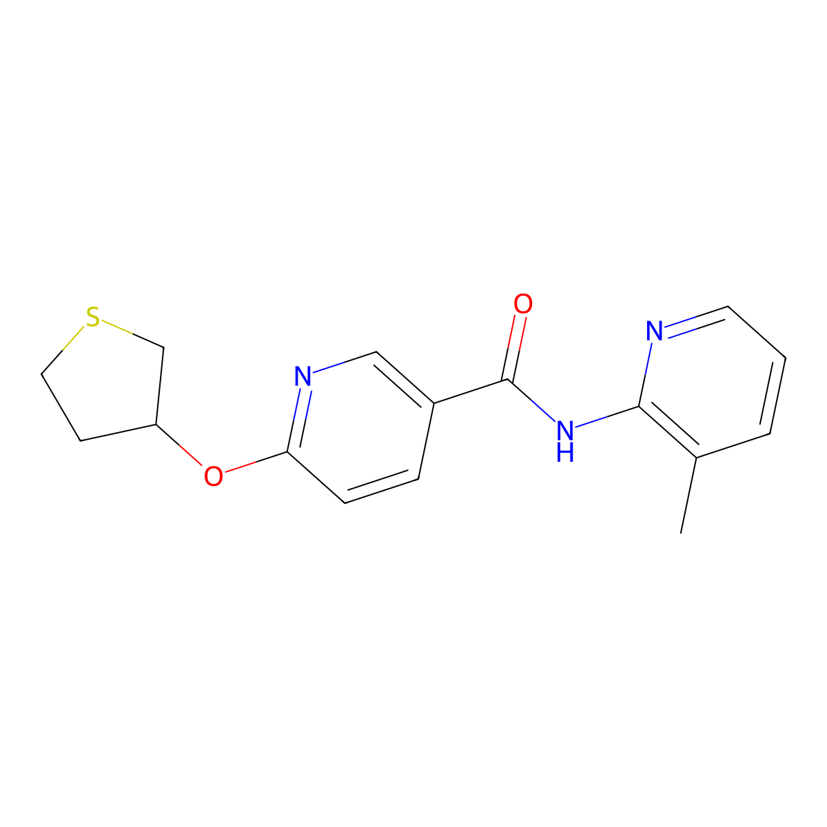 N-(3-methylpyridin-2-yl)-6-((tetrahydrothiophen-3-yl)oxy)nicotinamide molecular structure, CAS 2034444-60-3