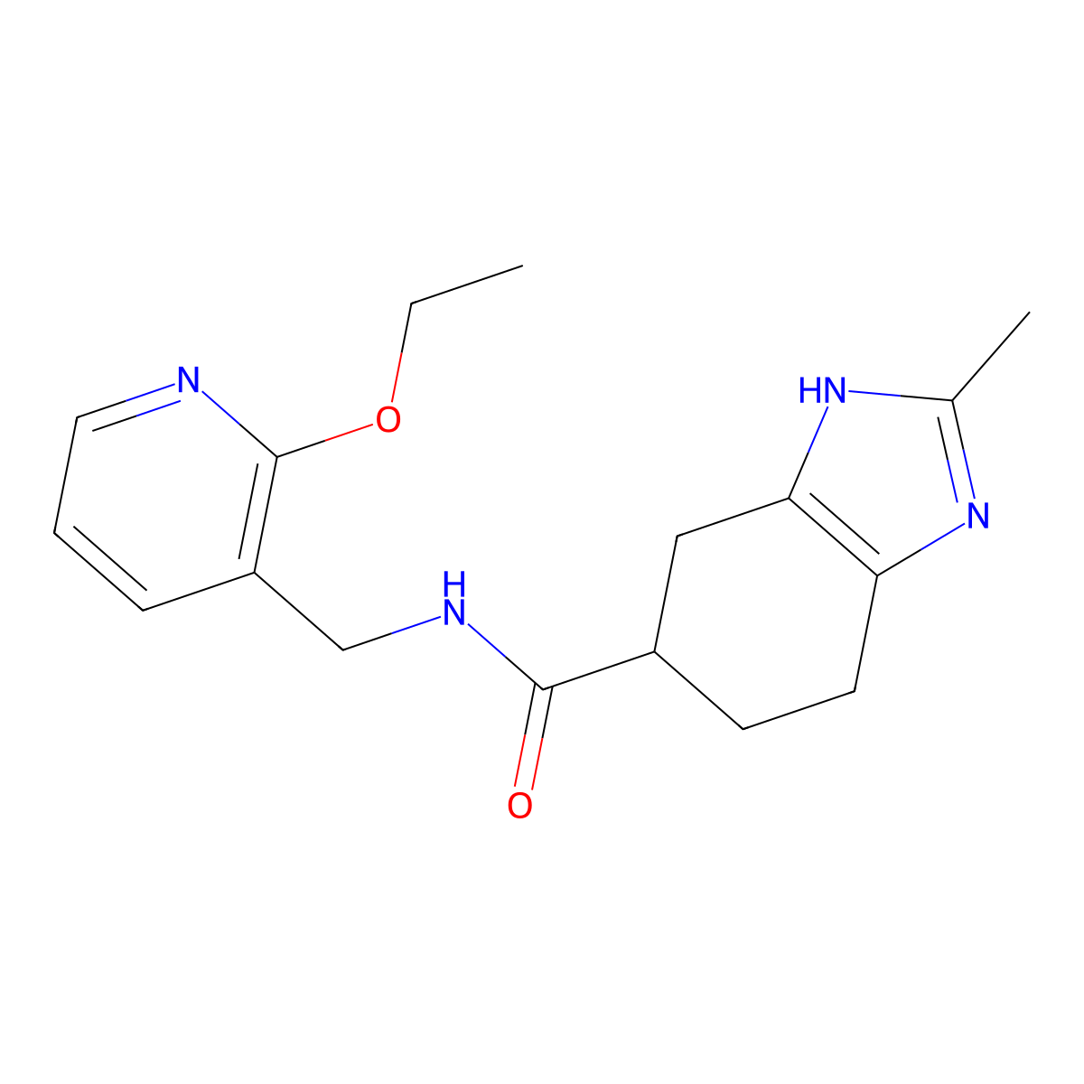 N-((2-ethoxypyridin-3-yl)methyl)-2-methyl-4,5,6,7-tetrahydro-1H-benzo[d]imidazole-5-carboxamide molecular structure, CAS 2034444-63-6