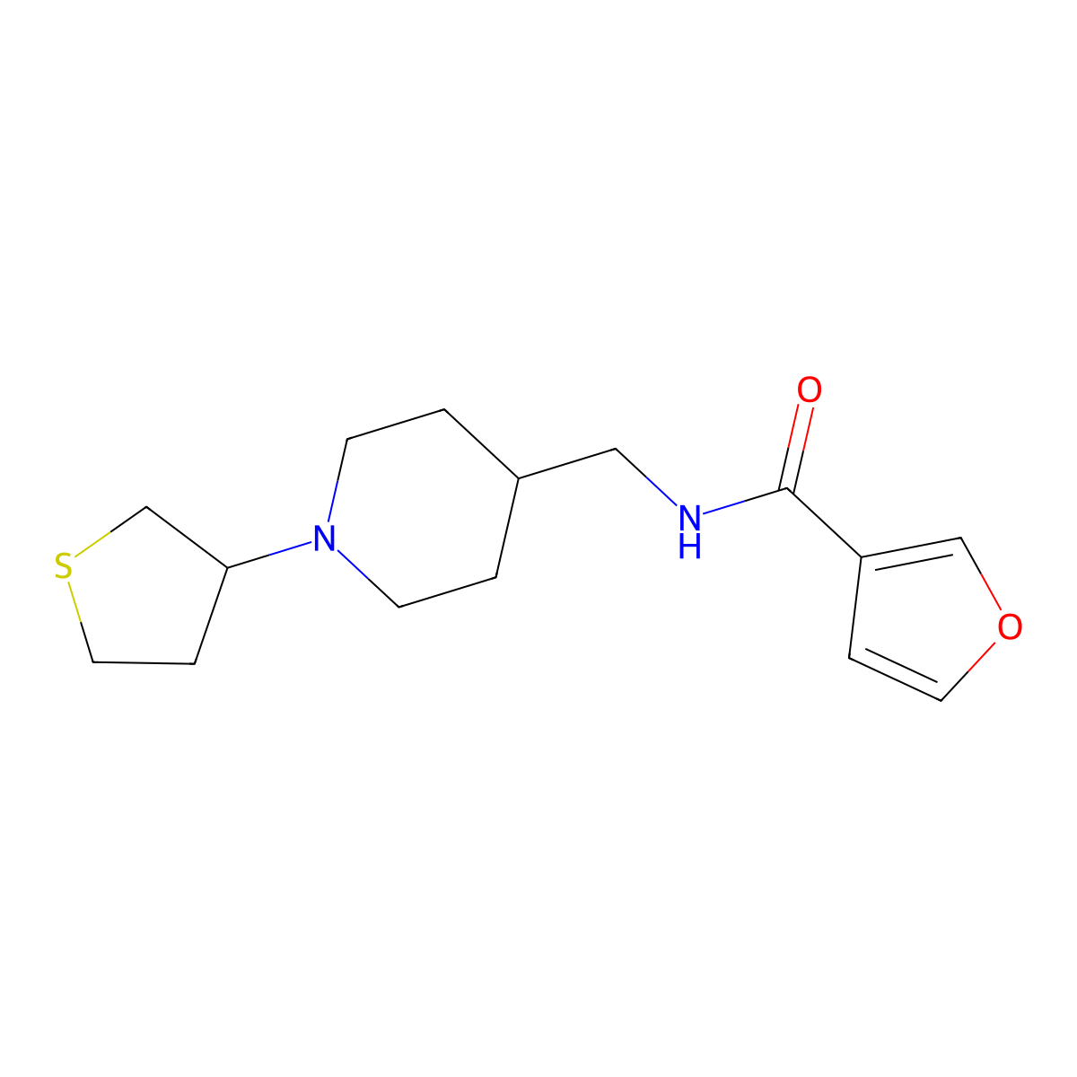 N-((1-(tetrahydrothiophen-3-yl)piperidin-4-yl)methyl)furan-3-carboxamide molecular structure, CAS 2034444-65-8