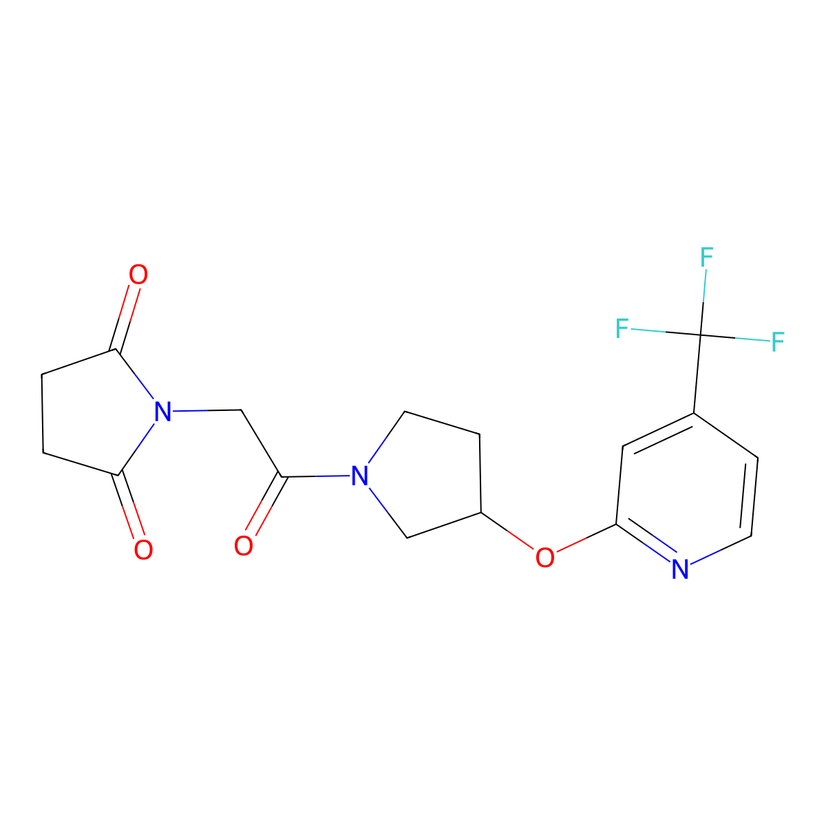 1-(2-Oxo-2-(3-((4-(trifluoromethyl)pyridin-2-yl)oxy)pyrrolidin-1-yl)ethyl)pyrrolidine-2,5-dione molecular structure, CAS 2034444-77-2
