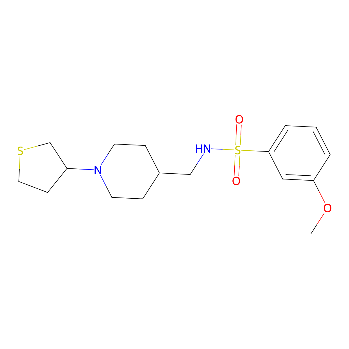 3-methoxy-N-((1-(tetrahydrothiophen-3-yl)piperidin-4-yl)methyl)benzenesulfonamide molecular structure, CAS 2034444-81-8