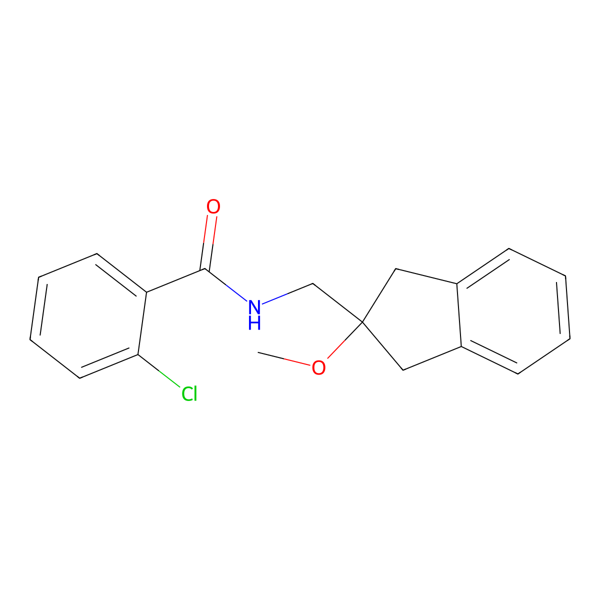 2-chloro-N-[(2-methoxy-2,3-dihydro-1H-inden-2-yl)methyl]benzamide molecular structure, CAS 2034444-85-2