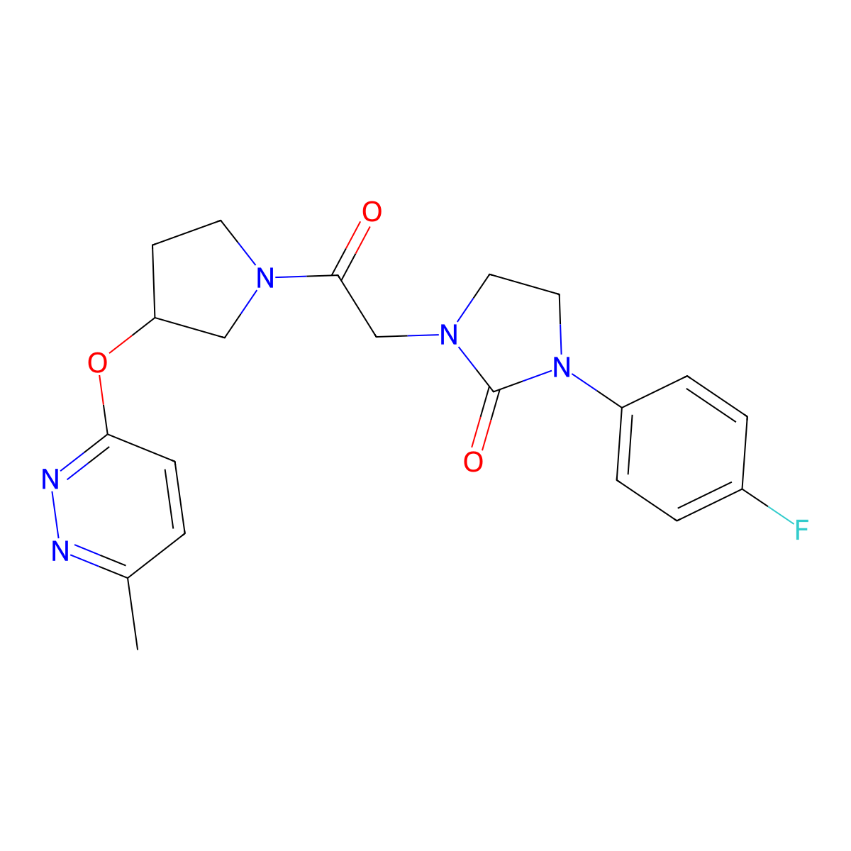 1-(4-Fluorophenyl)-3-(2-(3-((6-methylpyridazin-3-yl)oxy)pyrrolidin-1-yl)-2-oxoethyl)imidazolidin-2-one molecular structure, CAS 2034444-89-6