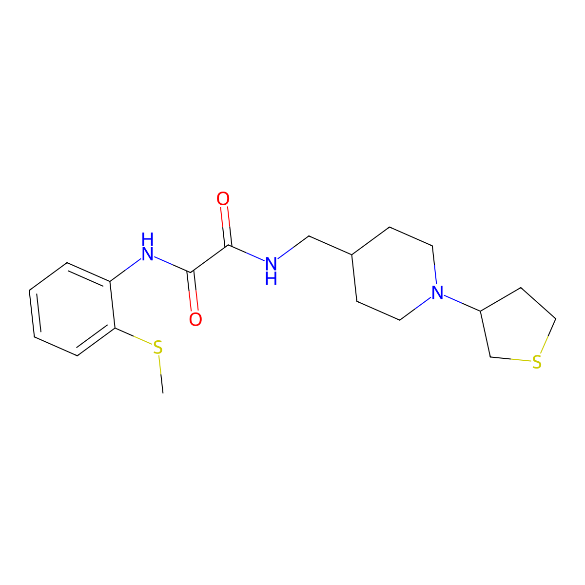 N1-(2-(methylthio)phenyl)-N2-((1-(tetrahydrothiophen-3-yl)piperidin-4-yl)methyl)oxalamide molecular structure, CAS 2034444-93-2