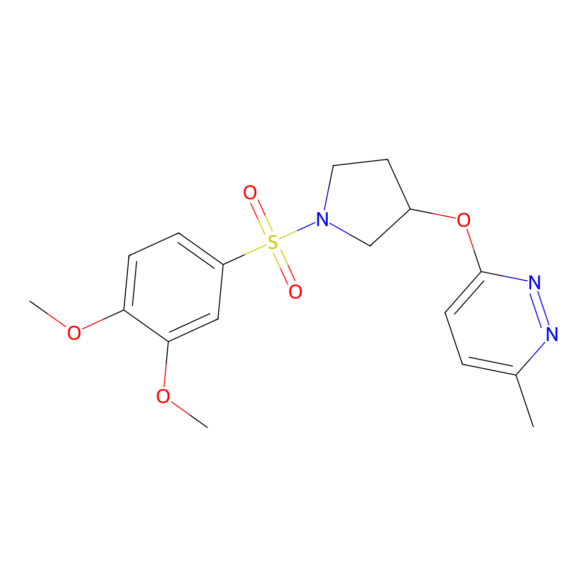 3-((1-((3,4-Dimethoxyphenyl)sulfonyl)pyrrolidin-3-yl)oxy)-6-methylpyridazine molecular structure, CAS 2034444-96-5