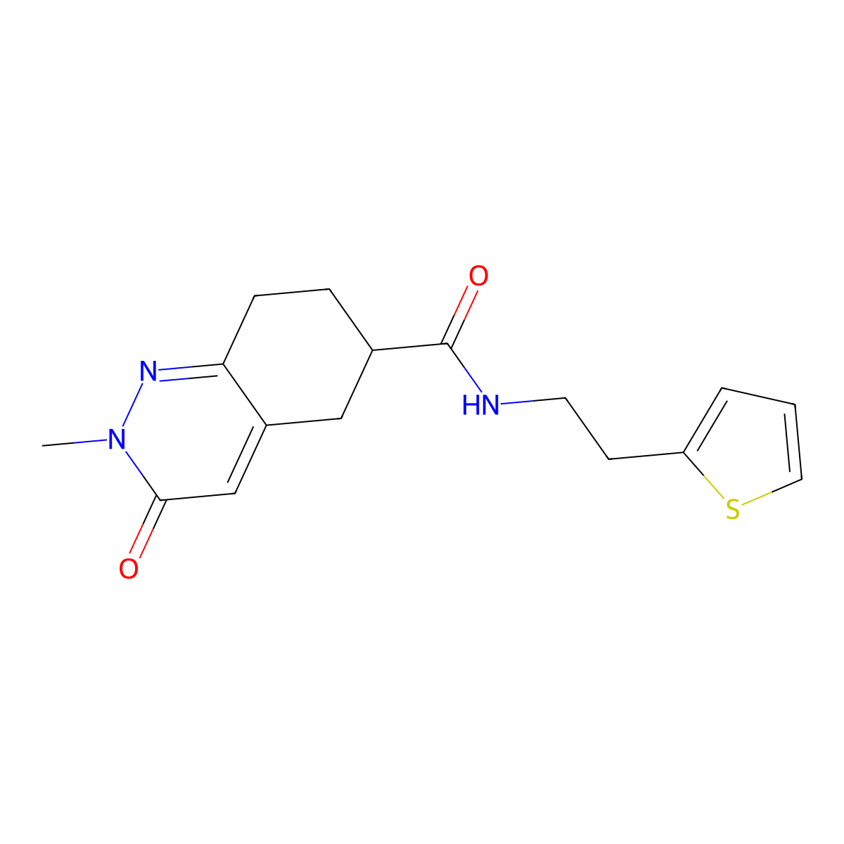 2-methyl-3-oxo-N-[2-(thiophen-2-yl)ethyl]-2,3,5,6,7,8-hexahydrocinnoline-6-carboxamide molecular structure, CAS 2034445-01-5