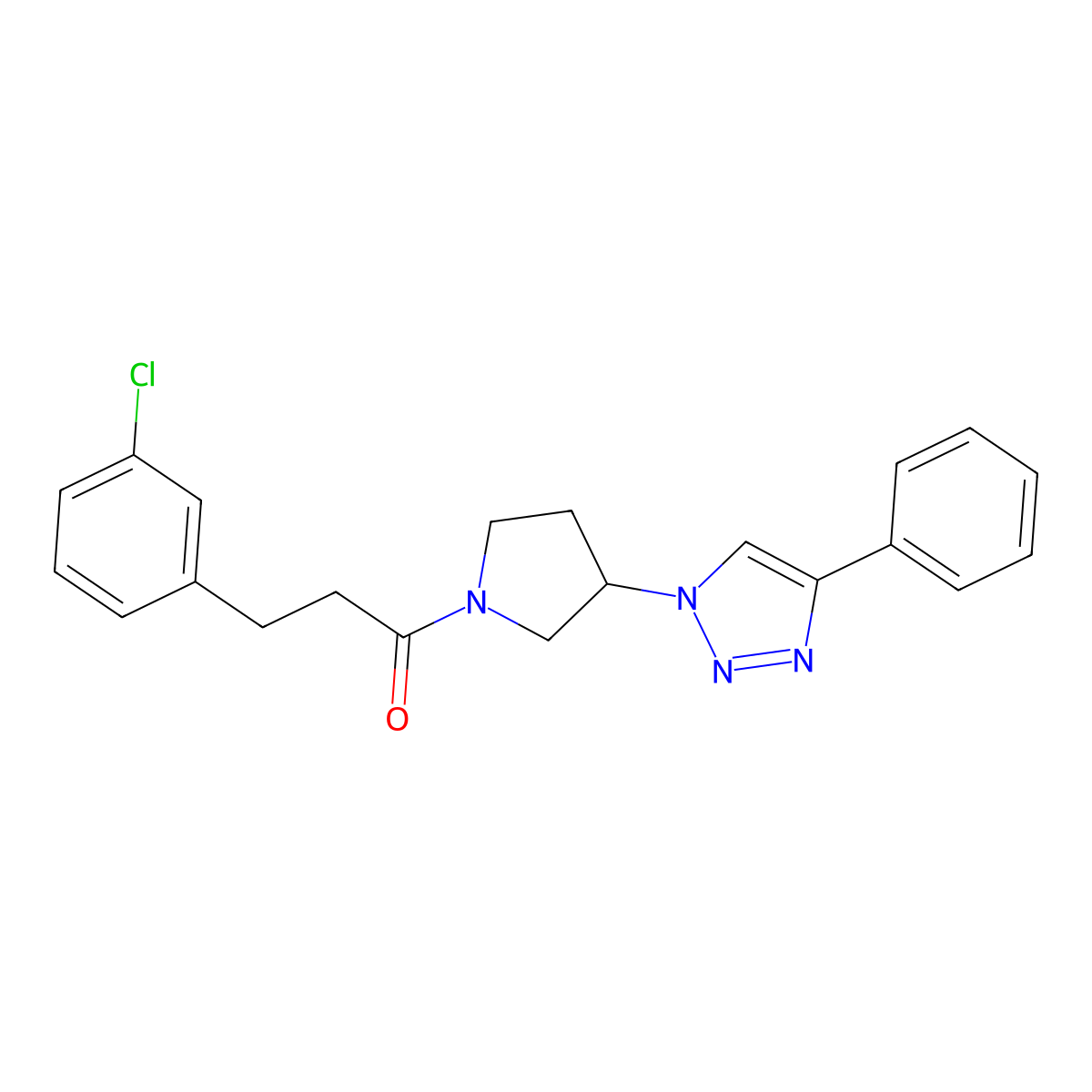 3-(3-chlorophenyl)-1-(3-(4-phenyl-1H-1,2,3-triazol-1-yl)pyrrolidin-1-yl)propan-1-one molecular structure, CAS 2034445-07-1