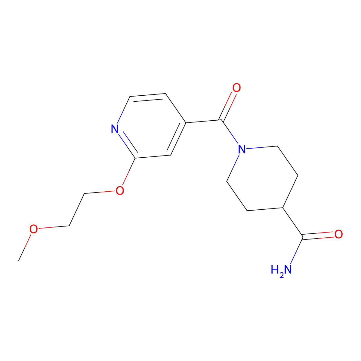 1-(2-(2-Methoxyethoxy)isonicotinoyl)piperidine-4-carboxamide molecular structure, CAS 2034445-08-2