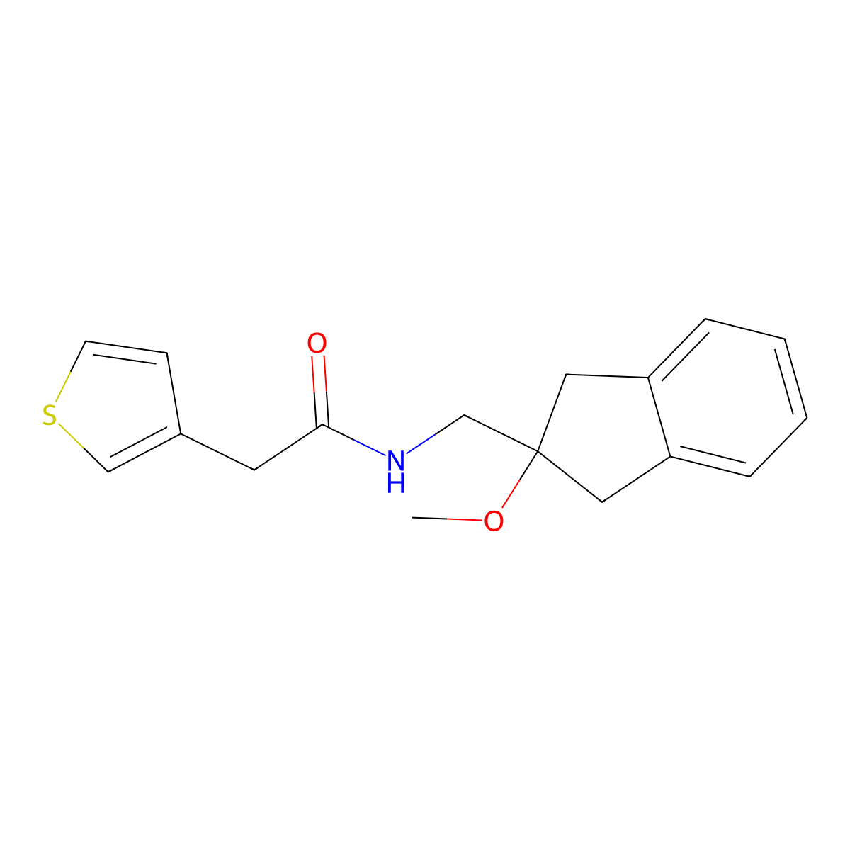 N-[(2-methoxy-2,3-dihydro-1H-inden-2-yl)methyl]-2-(thiophen-3-yl)acetamide molecular structure, CAS 2034445-09-3