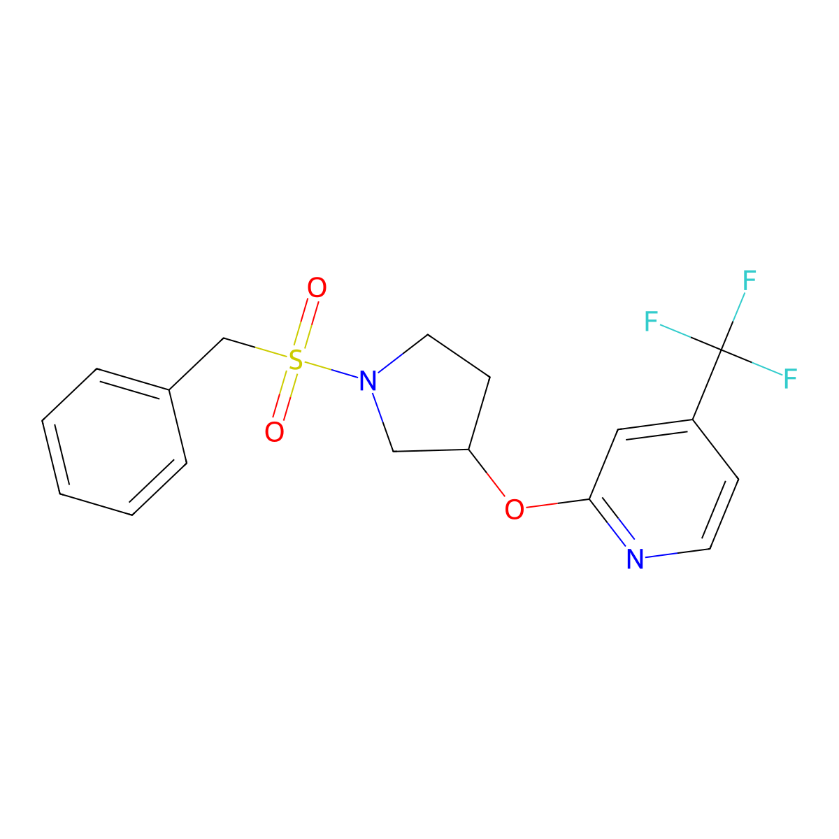 2-((1-(Benzylsulfonyl)pyrrolidin-3-yl)oxy)-4-(trifluoromethyl)pyridine molecular structure, CAS 2034445-21-9