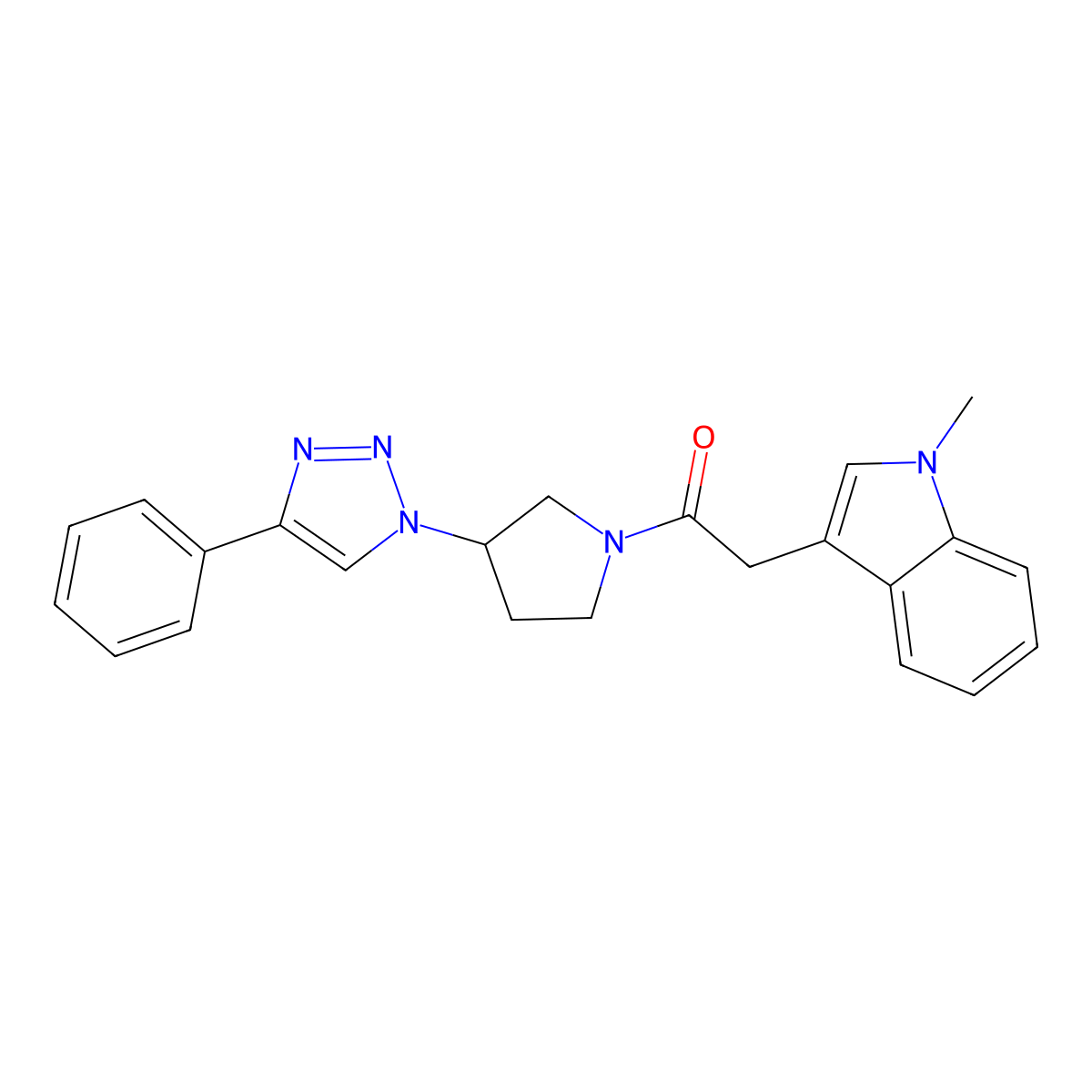 2-(1-methyl-1H-indol-3-yl)-1-(3-(4-phenyl-1H-1,2,3-triazol-1-yl)pyrrolidin-1-yl)ethanone molecular structure, CAS 2034445-22-0