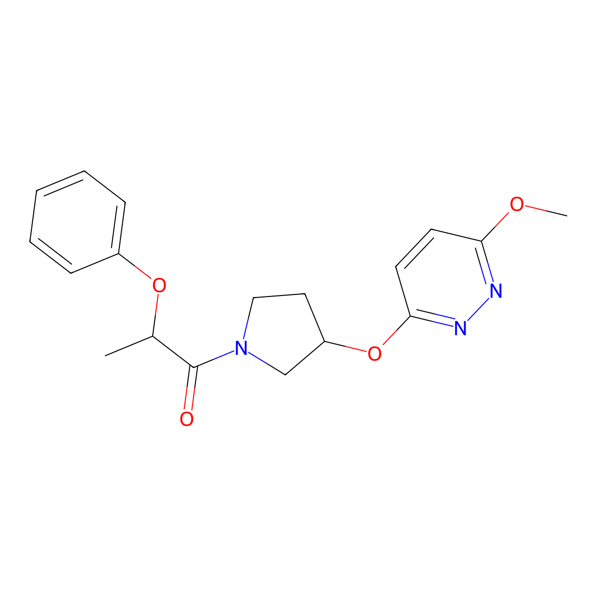 1-{3-[(6-Methoxypyridazin-3-yl)oxy]pyrrolidin-1-yl}-2-phenoxypropan-1-one molecular structure, CAS 2034445-24-2